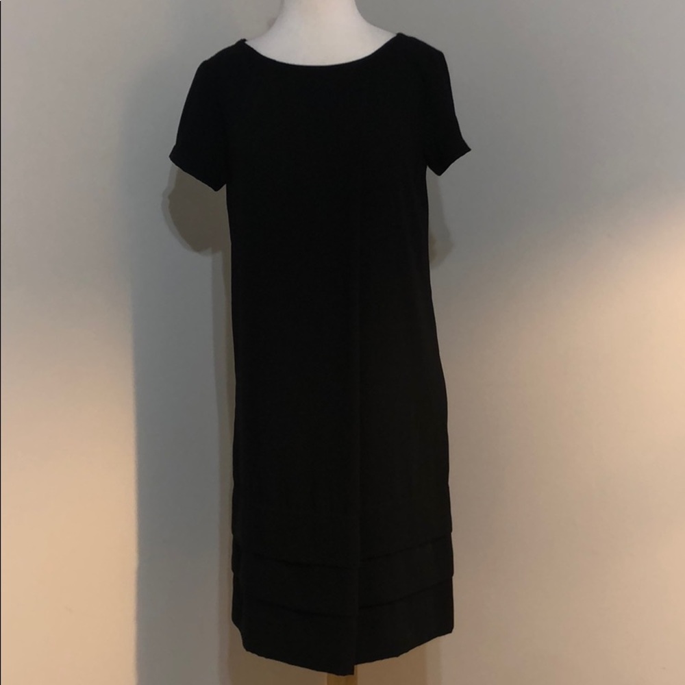 Zara Basic Short Sleeve Black Pullover Dress Xs - image 1